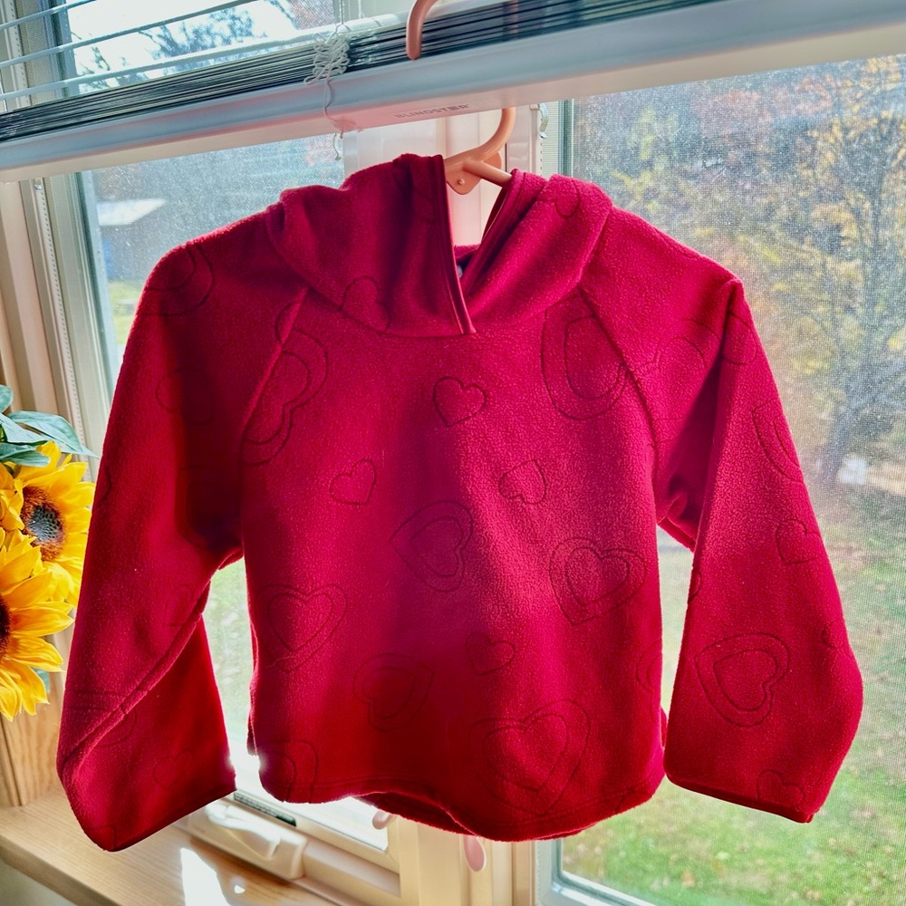 Old Navy Children Red Heart Pattern hooded Sweatshirt